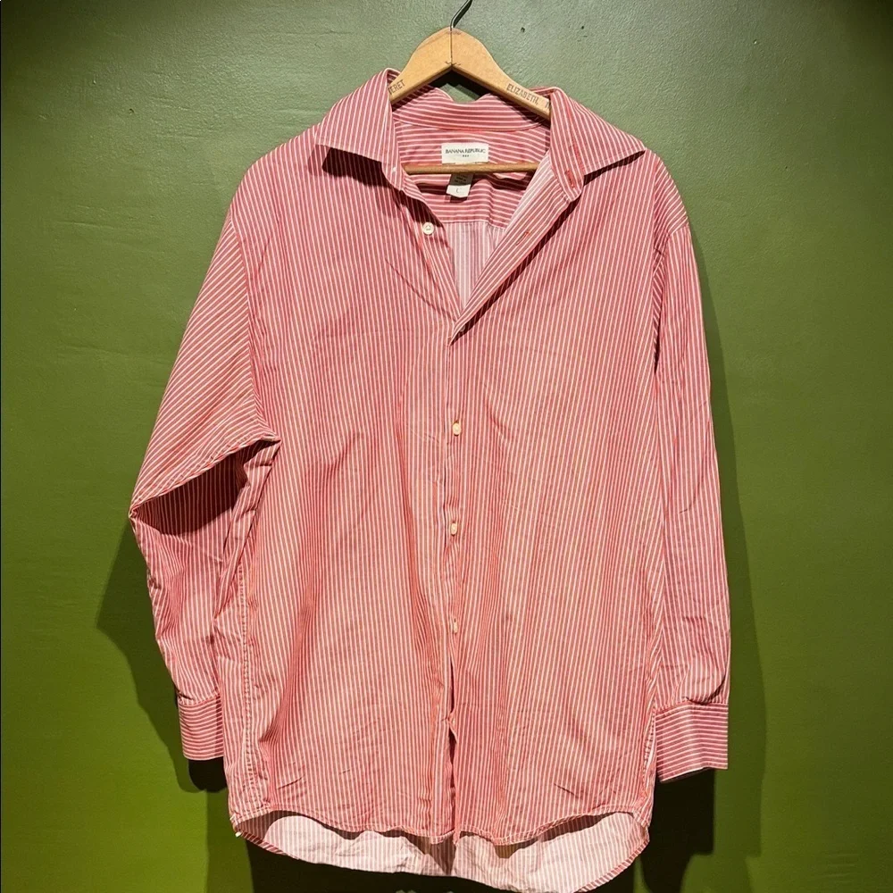Vintage Banana Republic Red Striped Men's Shirt